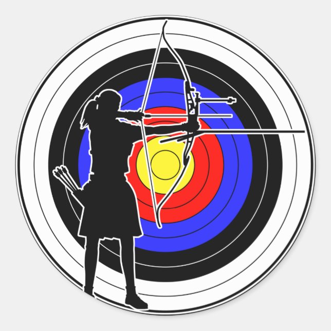 Archery & target 02 classic round sticker (Front)