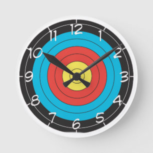 "Archery Target" design wall clocks