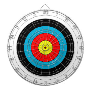 Archery Target Practice Face Yellow Red Blue B&W Dartboard