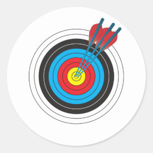 Archery Target with Arrows Classic Round Sticker