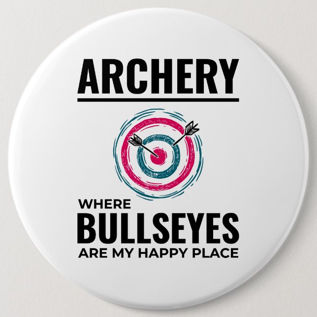 Archery Targets Archer Bow Arrows Bullseye  6 Inch Round Button (Front)