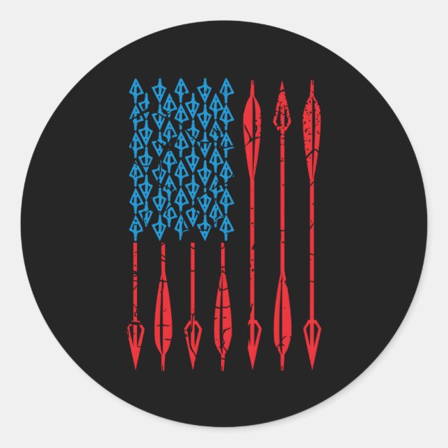 Archery Usa American Flag Arrows Classic Round Sticker (Front)
