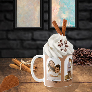 Arches 4 Photo Terracotta   Blush Couple + Names C Coffee Mug