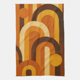 Arches and Sunspots Retro MCM Geometric Design Kitchen Towel