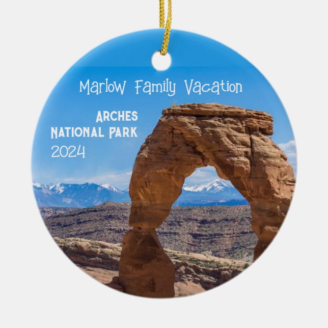 Arches Family Vacation Personalized Ornament (Front)