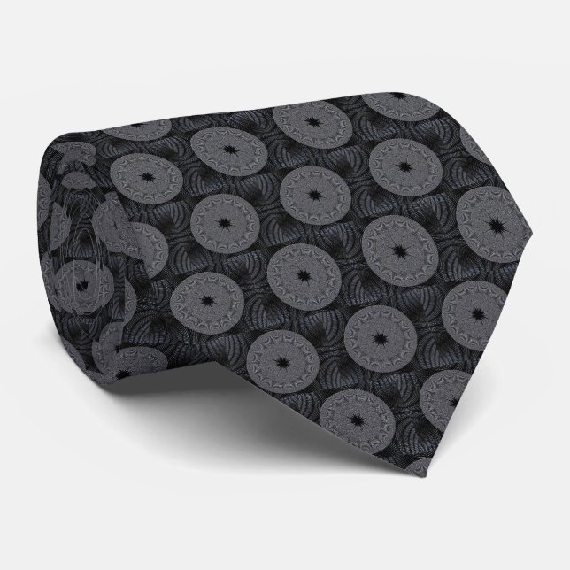 Arches Fractal Neck Tie - Grey/Black (Rolled)
