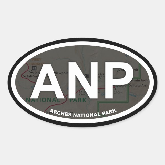 Arches map sticker (white text) (Front)