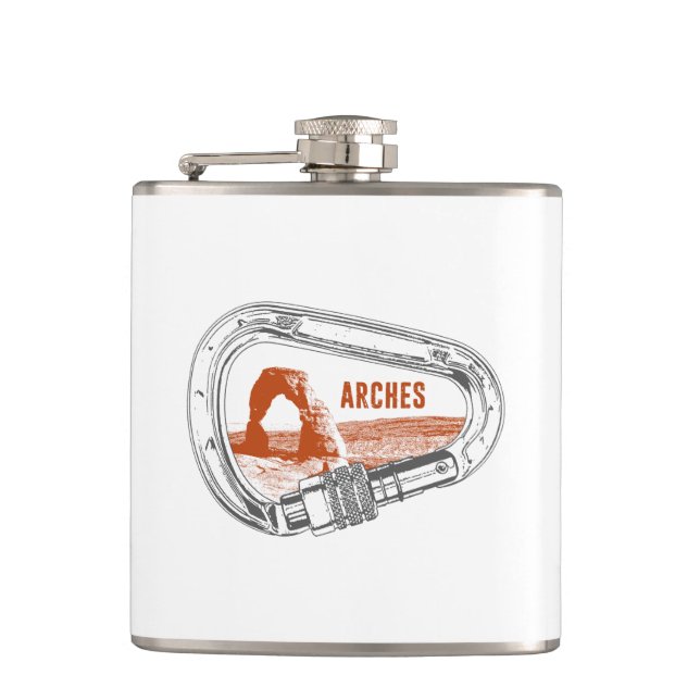 Arches National Park Climbing Carabiner Hip Flask (Front)
