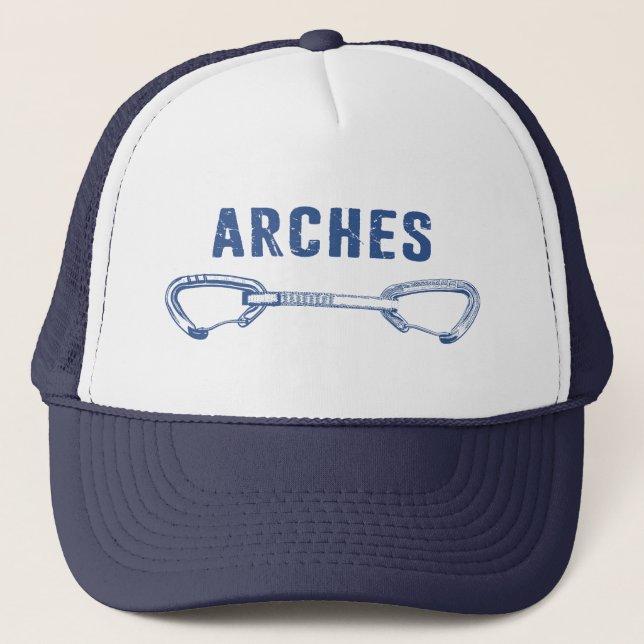 Arches National Park Climbing Quickdraw Trucker Hat (Front)