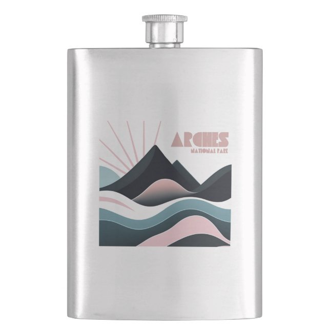 Arches National Park Coloured Hills Hip Flask (Front)