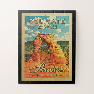 Arches National Park  - Delicate Arch Vintage Trav Jigsaw Puzzle