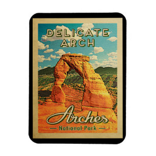 Arches National Park  - Delicate Arch Vintage Trav Magnet