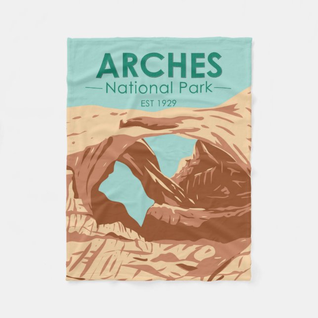 Arches National Park Double Arch Fleece Blanket (Front)