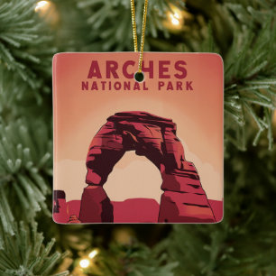 Arches National Park Minimalistic Illustration Ceramic Ornament