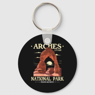 Arches National Park - Retro Hiking And Camping Lo Keychain