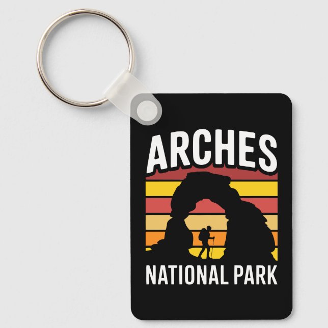 Arches National Park Retro Sunset Keychain (Front)