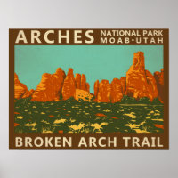 Arches National Park Utah Broken Arch Trail Retro