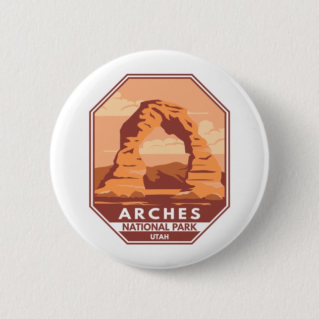 Arches National Park Utah Delicate Arch Art Retro 2 Inch Round Button (Front)