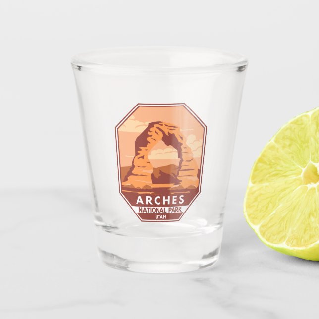 Arches National Park Utah Delicate Arch Art Retro Shot Glass (Front)