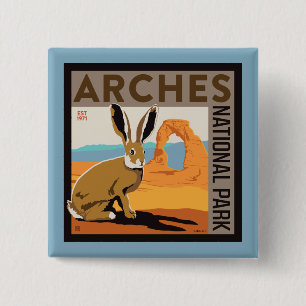 Arches National Park, Utah   Jackrabbit 2 Inch Square Button
