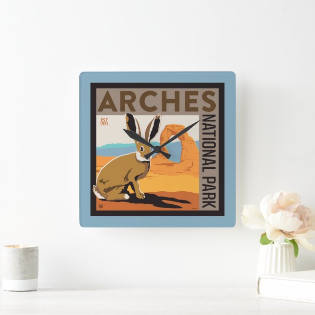 Arches National Park, Utah | Jackrabbit Square Wall Clock (Home)