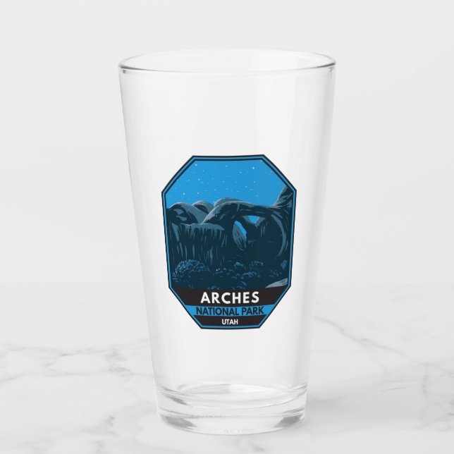 Arches National Park Utah Night Sky Vintage Glass (Front)