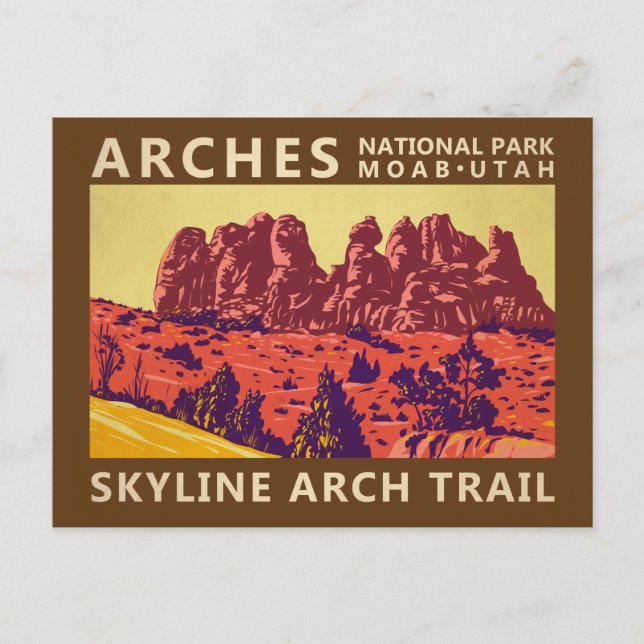 Arches National Park Utah Skyline Arch Trail Retro Postcard (Front)