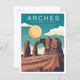 Arches National Park Utah USA Travel Illustration Postcard