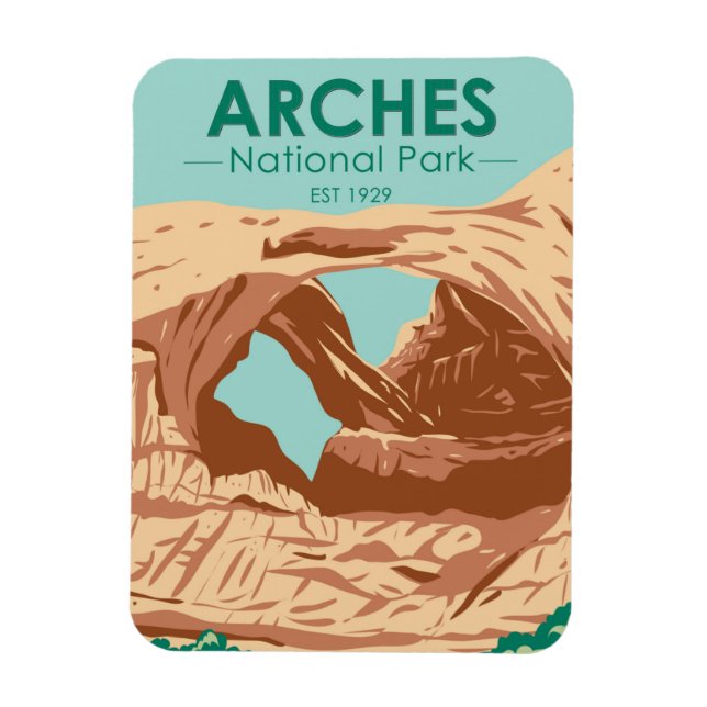 Arches Parc National Double Arche Magnet (Vertical)
