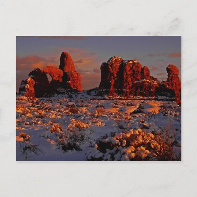 Arches Winter Sunset Postcard (Front)