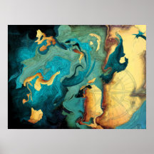 Archipelago Abstract Aquarmarine Poster