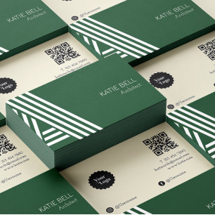 Architect Add Your Logo Qr Code Dark Green Business Card