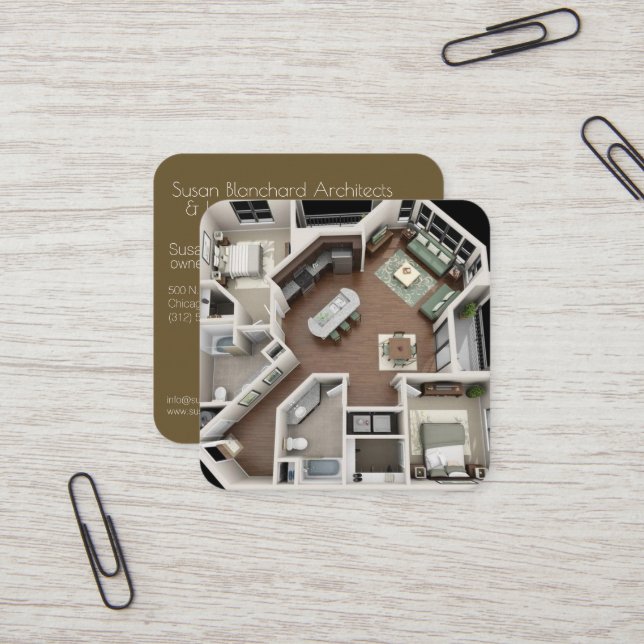 architect and designer floor plan business card (Front/Back In Situ)