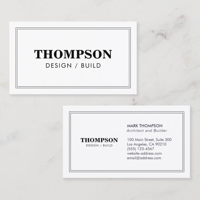 Architect Black White Professional Business Card (Front/Back)