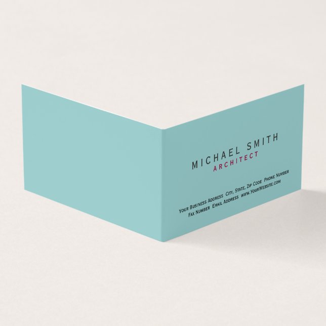 Architect Blue Modern Simple Minimal Business Card (Outside)