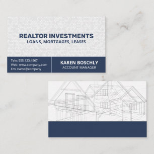 Architect Blueprint   Construction Builders Business Card