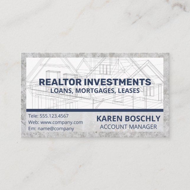 Architect Blueprint | Property Building Business Card (Front)