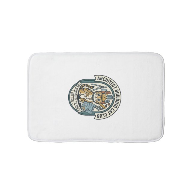 Architect Building Cat Cat Graphic Tee Art - Archi Bath Mat (Front)