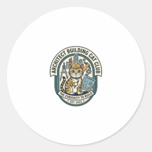 Architect Building Cat Cat Graphic Tee Art - Archi Classic Round Sticker