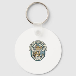 Architect Building Cat Cat Graphic Tee Art - Archi Keychain