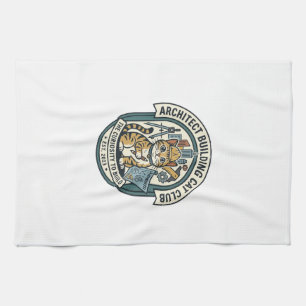 Architect Building Cat Cat Graphic Tee Art - Archi Kitchen Towel