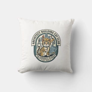 Architect Building Cat Cat Graphic Tee Art - Archi Throw Pillow