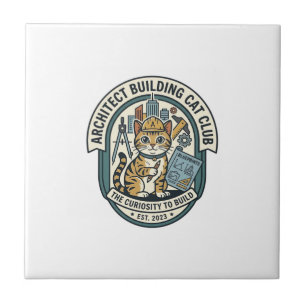 Architect Building Cat Cat Graphic Tee Art - Archi Tile