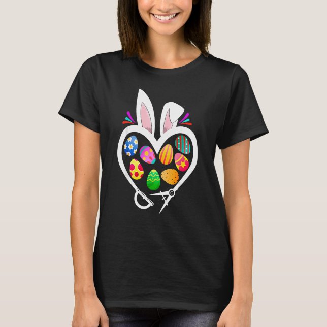 Architect Bunny Heart Easter Eggs Hunt Rabbit Ears T-Shirt (Front)