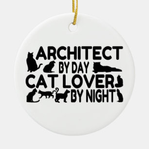 Architect Cat Lover Ceramic Ornament