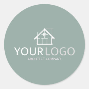 Architect Company Startup Business Logo Stationery Classic Round Sticker