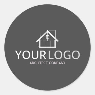 Architect Company Startup Business Logo Stationery Classic Round Sticker