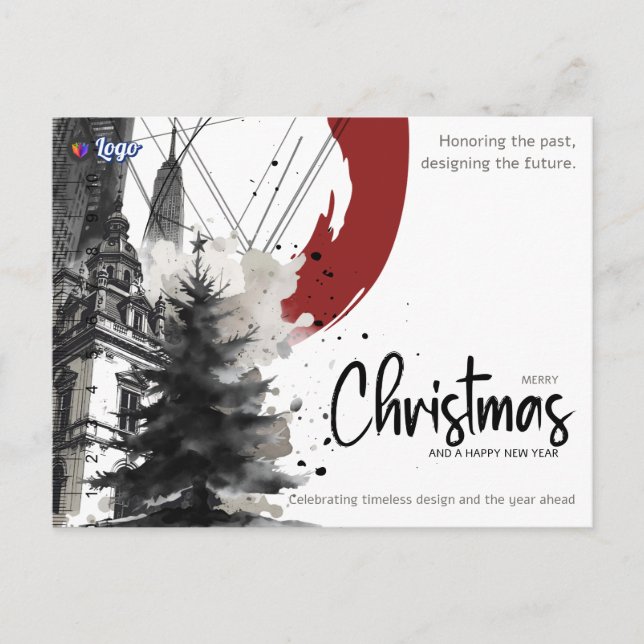 Architect Construction Builder Modern Christmas Holiday Postcard (Front)