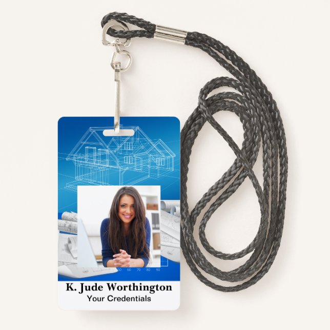 Architect Contractor Lanyard Badge - See Back (Front with Lanyard)