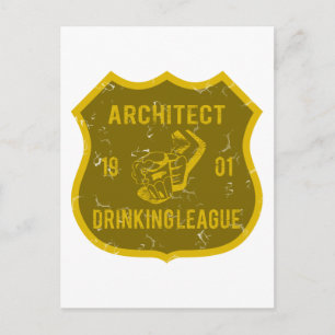 Architect Drinking League Postcard